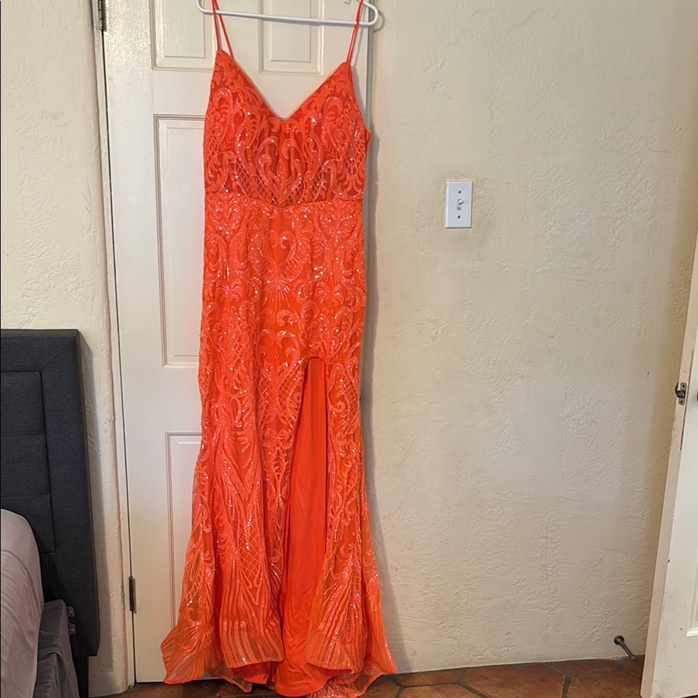 Elegant Orange Evening Gown
